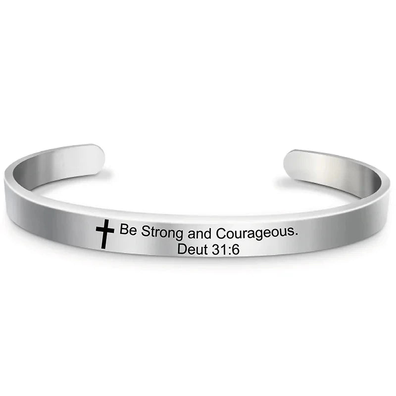 Bible Verse Stainless Steel Cuff Bracelet