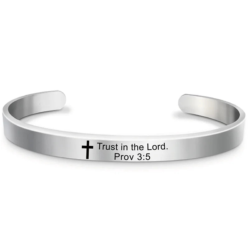 Bible Verse Stainless Steel Cuff Bracelet