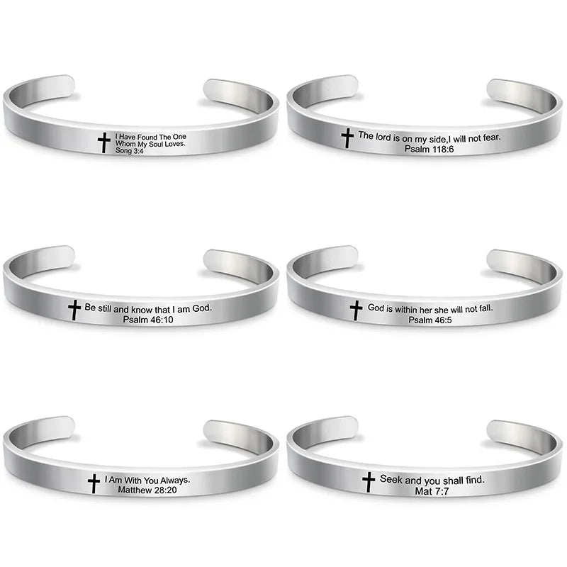 Bible Verse Stainless Steel Cuff Bracelet