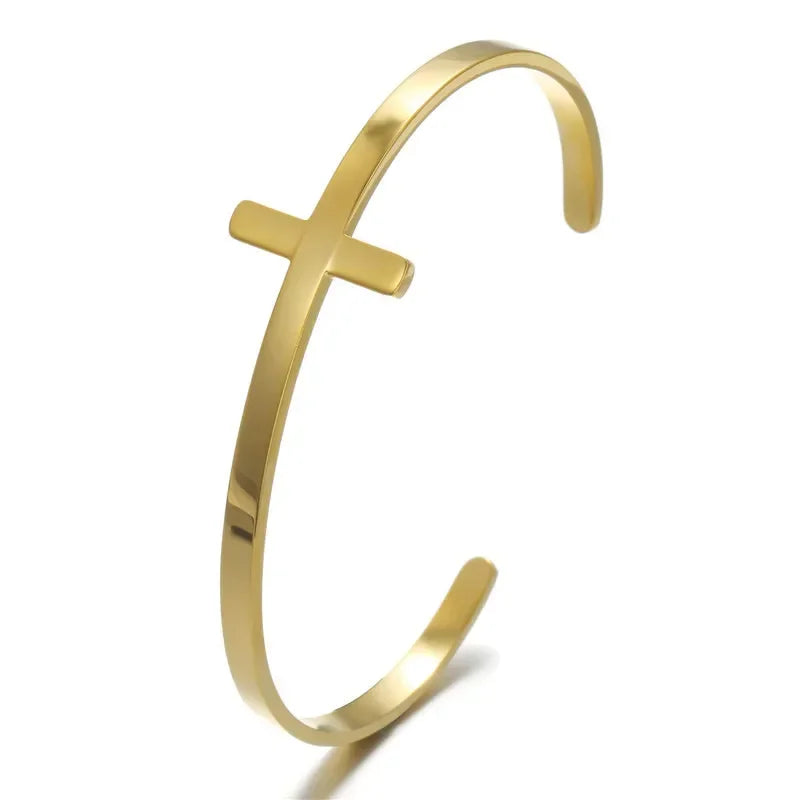 Trendy Silverly Simple Cross Cuff Bracelet