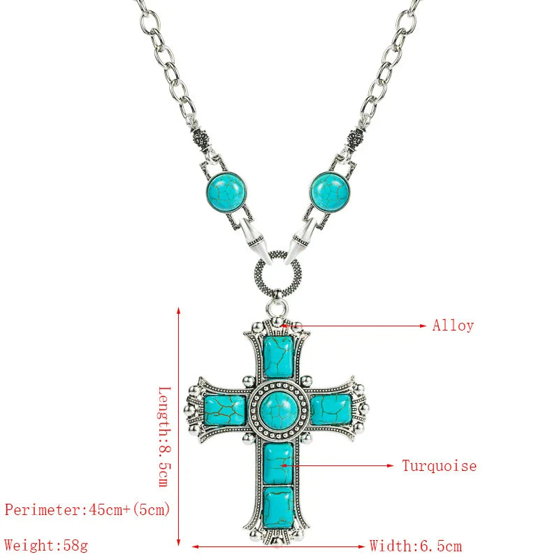 Western Jewelry Turquoise Cross Necklace