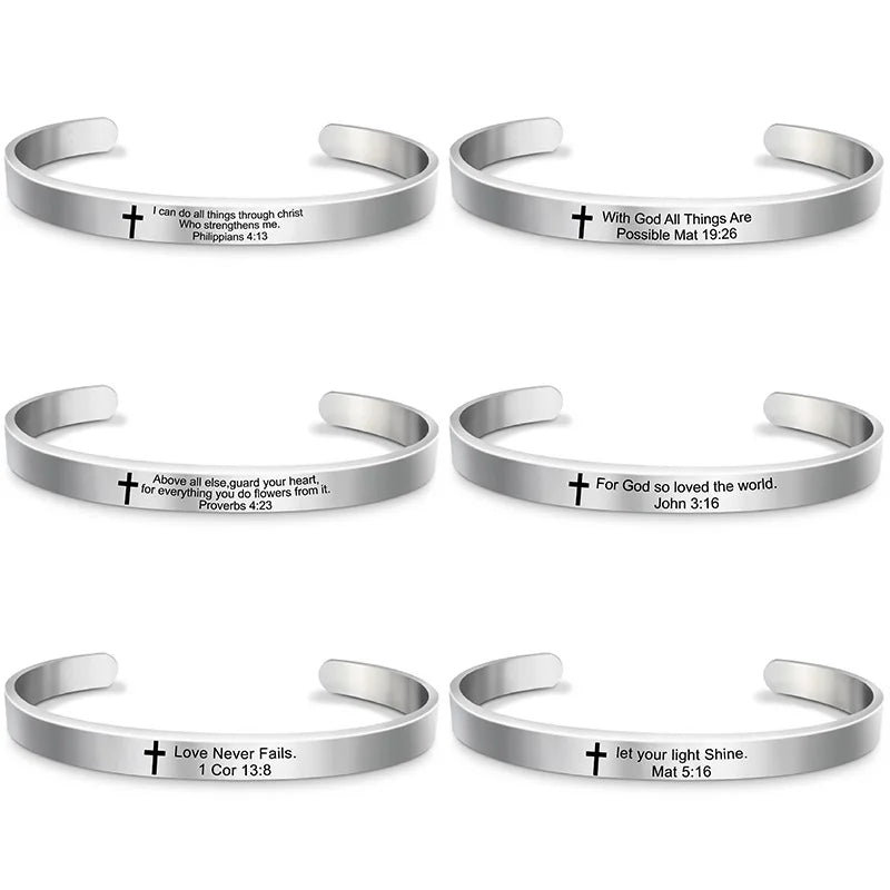 Bible Verse Stainless Steel Cuff Bracelet